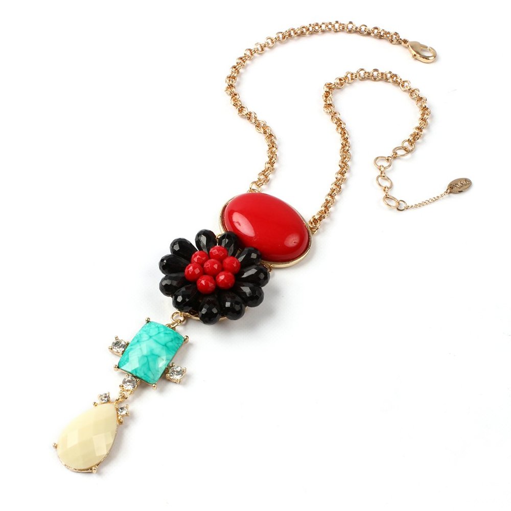 NEW Amrita Singh Gold Resin & Crystal Villandry Pendant Necklace NKC 9946